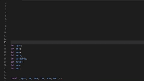 vs code alpha sorting gif