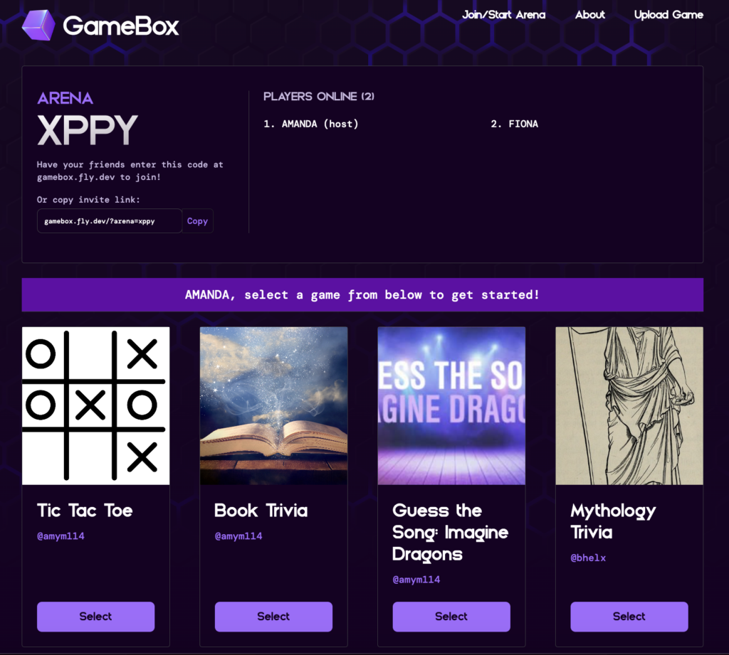 Dylibso Gamebox game arena