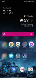 Screenshot of phone homepage