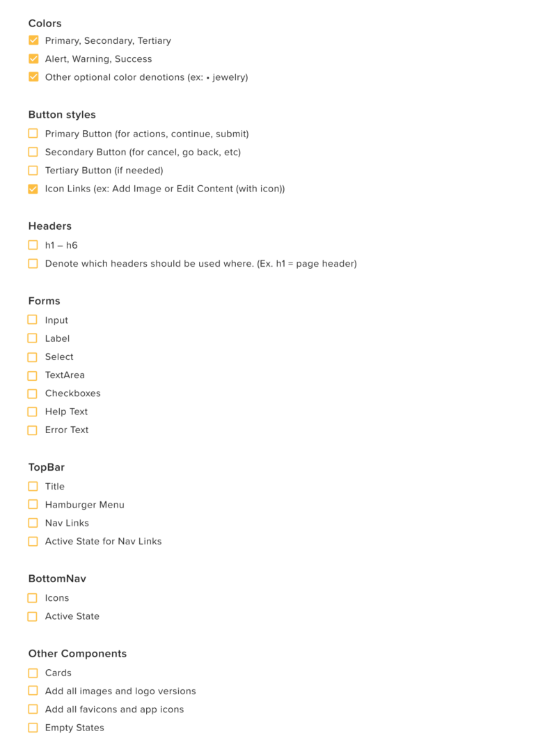 style guide punchlist