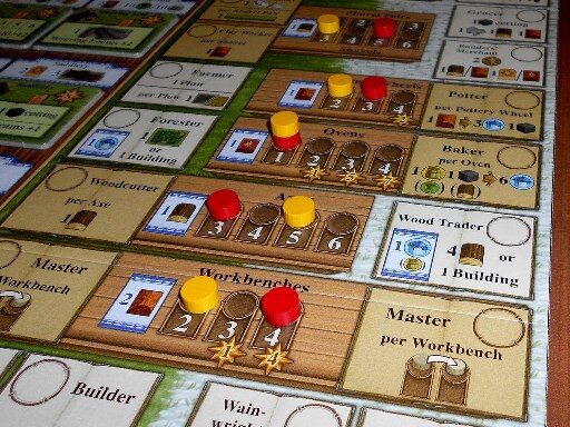 Photo of some worker action spaces, courtesy of boardgamegeek.com