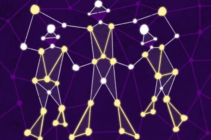 dots connected like stars depicting three people