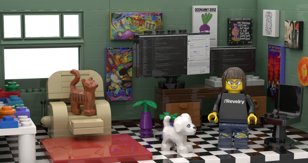 Revelry blog post by Amy Collins. Lego builder. Home setting
