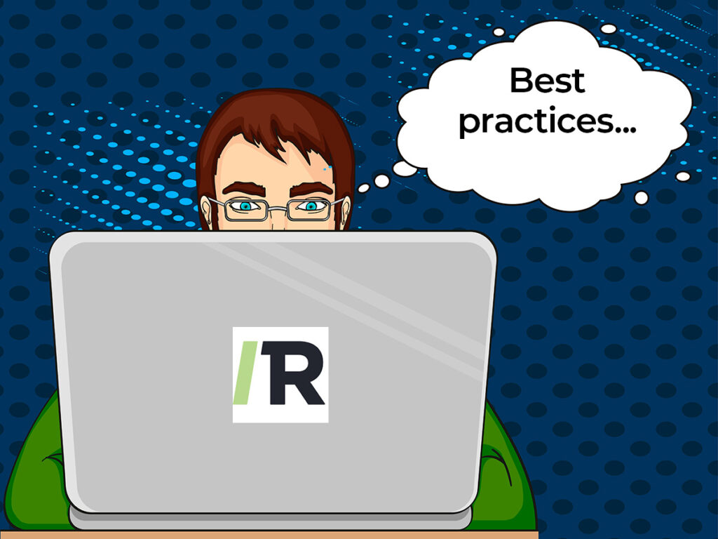 Codebase best practices blog post image man at laptop Revelry