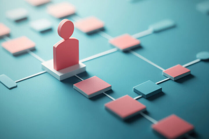 stock image of pink game piece on a board blog about technical decisions